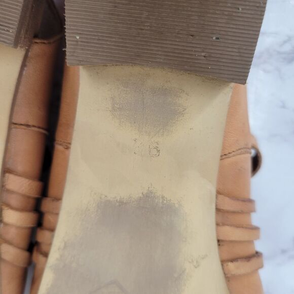 Coldwater Creek Tan Leather Woven Huarache Sandals Closed Toe - Picture 9 of 10